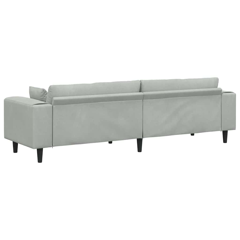 Velvet Sofa with Cushion Light Grey 208 cm Velvet